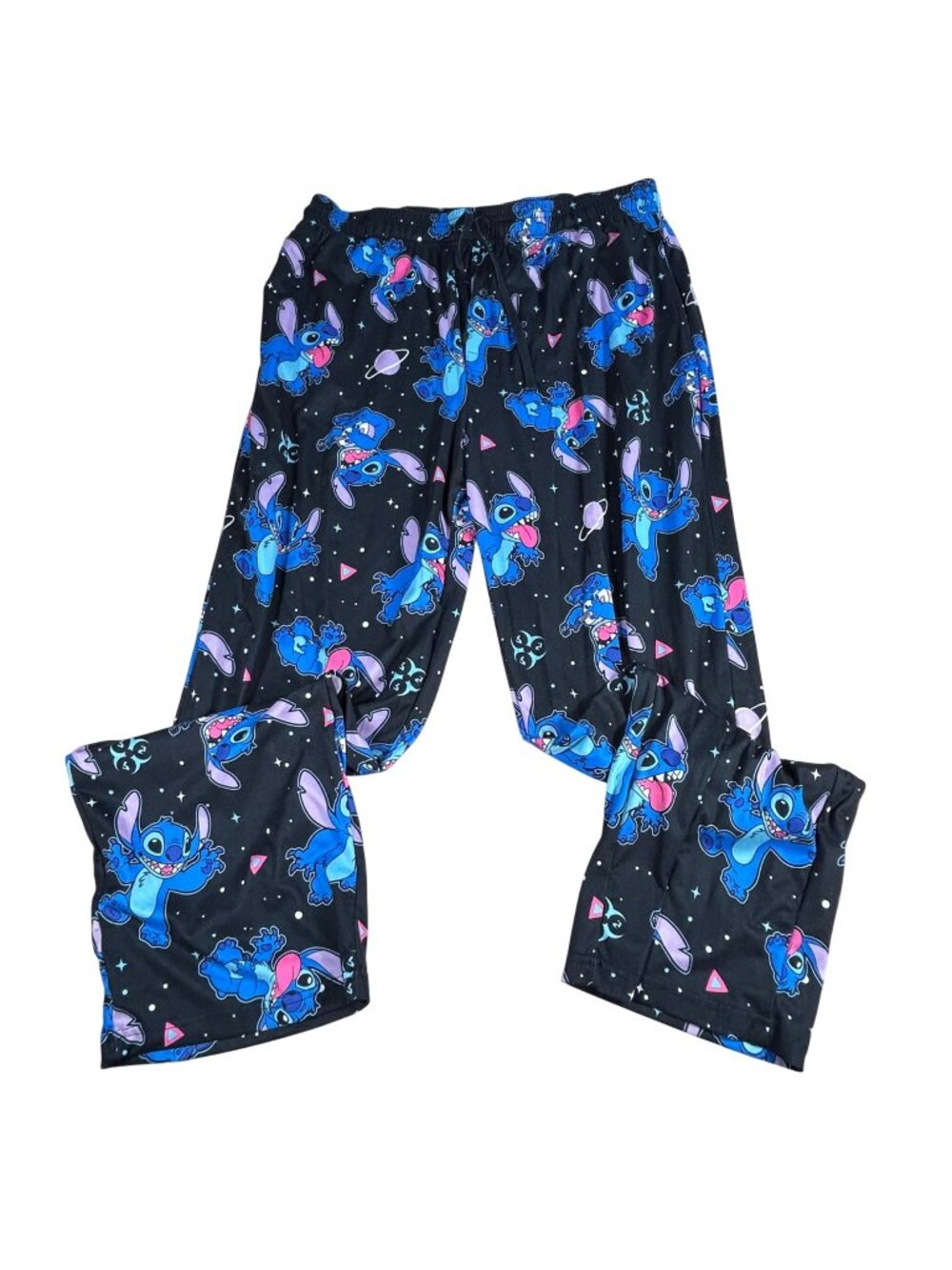 Stitch Disney Pajama Lounge Pants Men's XL Black Space Print Drawstring Waist